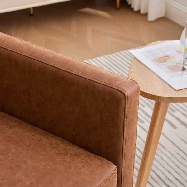 English Elm 30.7"W Square Swivel Accent Chair with PU Upholstery, Foam & Pocket Spring Seat, 360° Lounge Comfort Brown W3188P310431