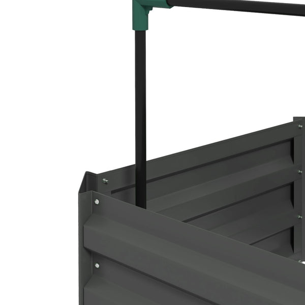 English Elm Outsunny Galvanized Raised Garden Bed With Trellis, Perfect For Climbing Plants & Urban Gardening! W2225P174441-GIGA