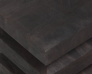 Sunpan Cormac End Table - Handcrafted Solid Acacia Wood with Unique Textures for Stylish Living Spaces Dark Brown