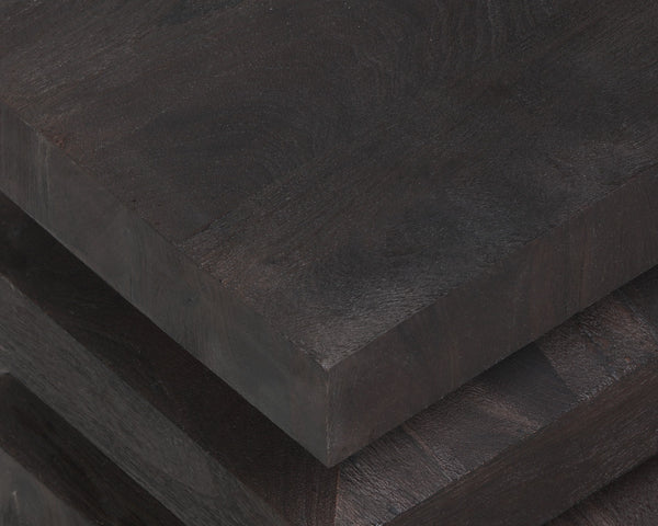 Sunpan Cormac End Table - Handcrafted Solid Acacia Wood with Unique Textures for Stylish Living Spaces Dark Brown