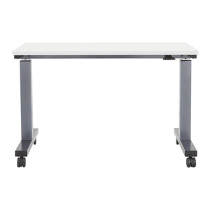 OSP Home Furnishings Ht Pneumatic Height Adjustable Standing Desk with Steel Frame and Locking Casters Wht 48X24 PHAT2448W7