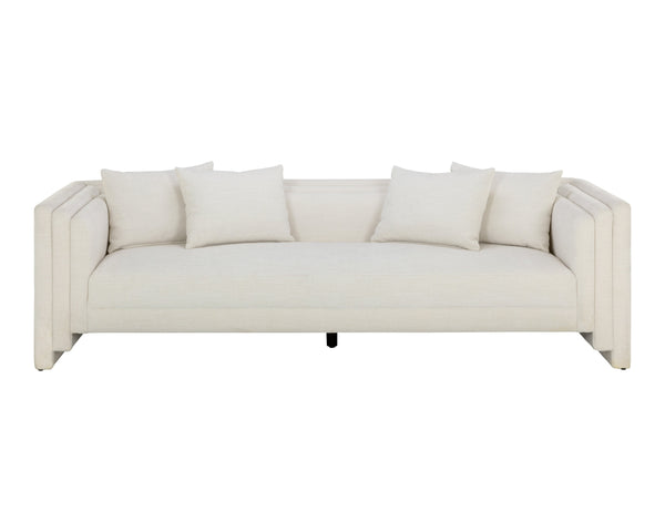 Sunpan Kira Sofa - Modern Elegance with Soft Geometric Lines, Durable Performance Fabric, Handcrafted Comfort Heather Ivory Tweed