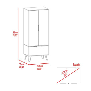 English Elm Nuvo Mid-century Oak Double Door Storage Cabinet with Hairpin Legs and Bottom Drawer B128S00208