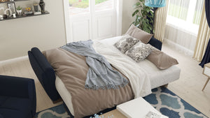 English Elm Primenest Skyhaven Convertible Chaise Lounge With Storage - Stylish Blue Chenille Sleeper Sofa B030P303521-GIGA