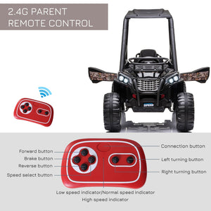 English Elm Aosom 12v Electric Kids Utv Ride on with Remote Control Suspension and Camo Style W2225P249874