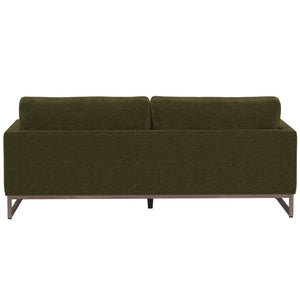 English Elm Green Olive Textured Fabric Sofa with Wraparound Metal Base for Modern Living Rooms B361P486924