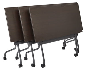 OSP Home Furnishings 4' Nesting Training Table with Powder Coated Steel Frame and Flip Top for Offices Espresso 84224TE