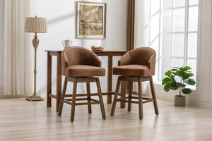 English Elm United We Win Quilted Microsuede Swivel Barstool with Wood Legs and Gold Rivet Trim W1568P361710