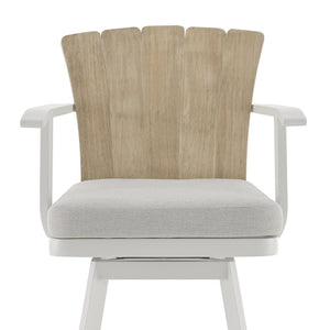 English Elm Hazel Outdoor Swivel Counterstool Powder Coated Aluminum Teak Accents Weather Resistant B2736P464819