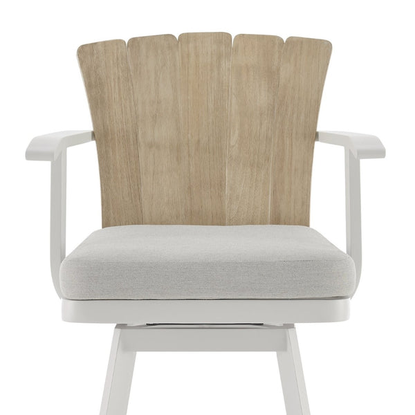 English Elm Hazel Outdoor Swivel Counterstool Powder Coated Aluminum Teak Accents Weather Resistant B2736P464819