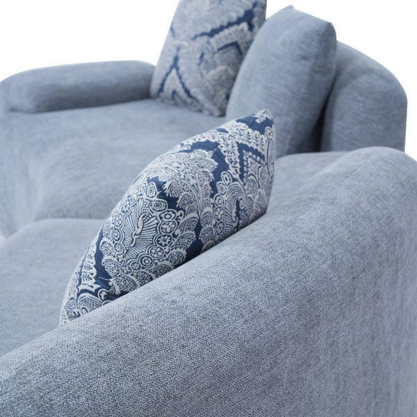 English Elm 122" Curved Sofa Off-white Fabric Four Seat Modern Living Room Couch with Damask Pillows Grey N758T030405E