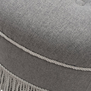 English Elm Jennifer Taylor Home - Yolanda 24" Round Upholstered Accent Ottoman - Light Gray & Ivory Trim For Elegant Home Style B2719P238166