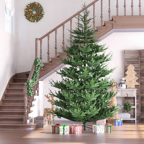 English Elm Homcom 9-Foot Lifelike Pine Christmas Tree With 1939 Branches, Easy Setup, Sturdy Base & Green Decor W2225P229268