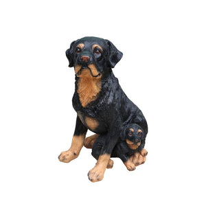 English Elm Rottweiler Mother and Puppy Sculptural Garden Planter Weatherproof Outdoor Accent W5398P464249