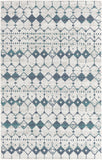 Unique Loom Outdoor Trellis Cardak Machine Made Geometric Rug Ivory and Blue, Navy Blue/Gray/Green 5' 3" x 8' 0"