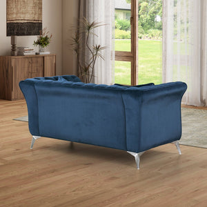 English Elm 102 Inch Linen Modular Sectional Sofa with Hidden Storage and Cloud Cushion Comfort Dark Blue W1099S00171