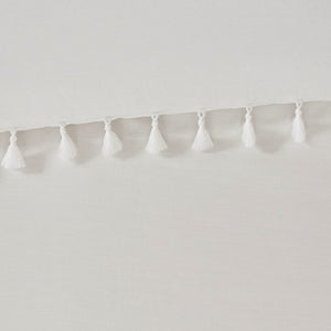 English Elm Full/Queen Lillian 3-Piece Cotton Percale Duvet Cover Set Ivory with Tassel Trim, Button Closures, Breathable Comfort B03597326