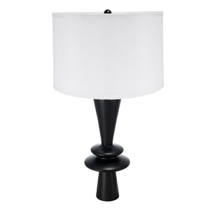 English Elm D15x26.7" Aluminum Table Lamp with Dual Disc Accents, Marble Cone Base and Classic White Shade Black W2078P326343
