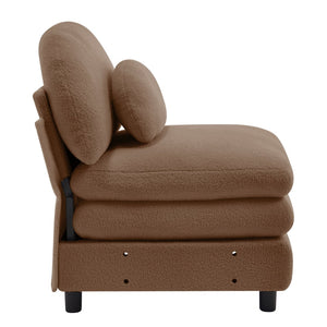 English Elm Vitoria Curved Modular Sofa in Plush Teddy Fleece for Modern Living Rooms Camel W5656P454266