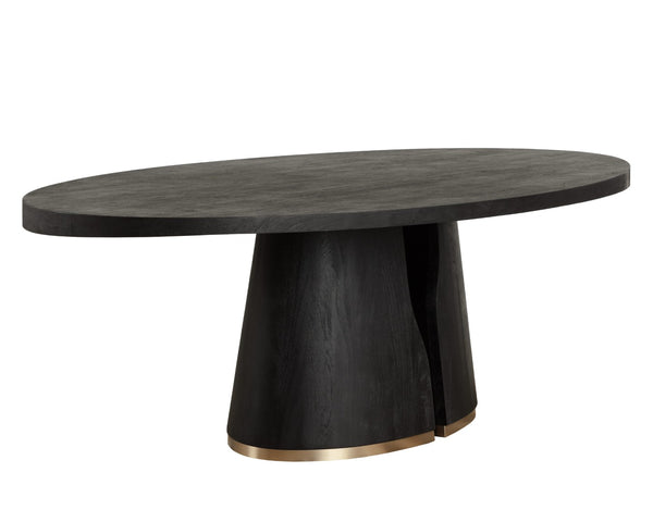 Sunpan TASMIN Dining Table - Sculptural Dual Pedestal Design with Brushed Gold Trim, Seats 8-10 Comfortably 112359