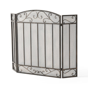 English Elm Christopher Knight Home® - FIRE Decorative Iron Fireplace Screen with Durable Mesh Shield and Classic Curved Frame for Safety and Style Black+Gold 65184.00