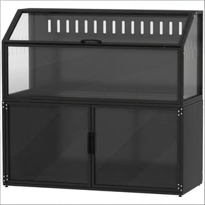 English Elm Small Pet Habitat Two-tier Steel Acrylic Enclosure with Built-in Storage Cabinet T3971P500489