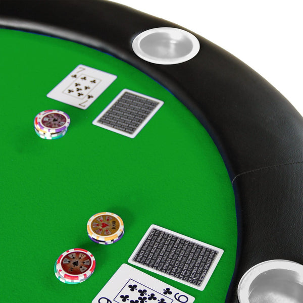 English Elm Folding Casino Poker Tabletop for Ten Players with Felt Surface and Cup Holders W2748P223057