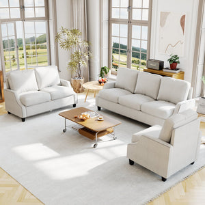 English Elm 3 Piece Living Room Sofa Sets - Modern Sectional Couch, Loveseat & Accent Chair For Cozy Spaces W680S00085