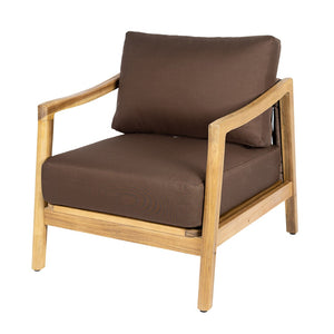 English Elm Outdoor Acacia Wood Club Chair Rope Woven Back Teak Finish Patio Seating N768P383070B