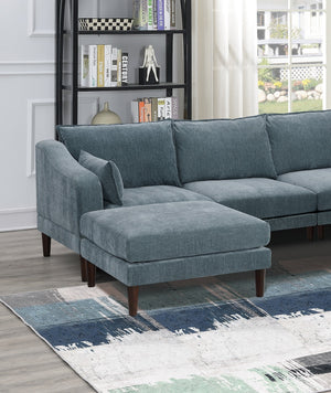 English Elm Modern Modular 6-Piece Sectional Set - Versatile U-Shaped Couch With Armless Chairs & Ottoman B011S01579