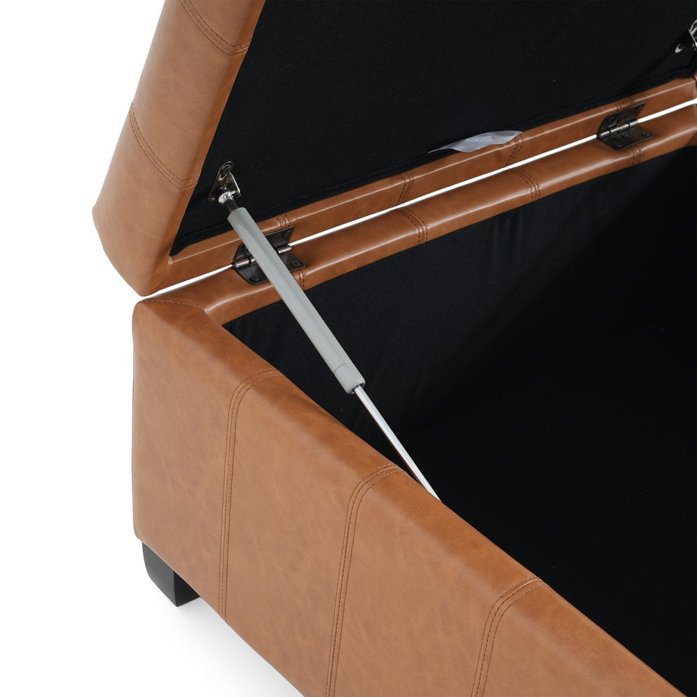 English Elm Christopher Knight Home® - ISABELLA Tufted Waffle Stitch Storage Ottoman, PU Light Brown Upholstered, Contemporary 31”x31”x18” N757P254449O