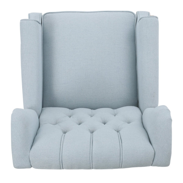English Elm Christopher Knight Home® - Light Blue Button-Tufted Wingback Pushback Recliner Chair – Elegant Fabric Comfort, Cozy Support PMID 56992.00LSKY