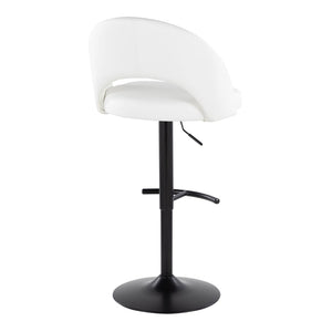 English Elm Adjustable Swivel Barstools Set of 2 Faux Leather Padded Seat Black Metal Base B202S02010