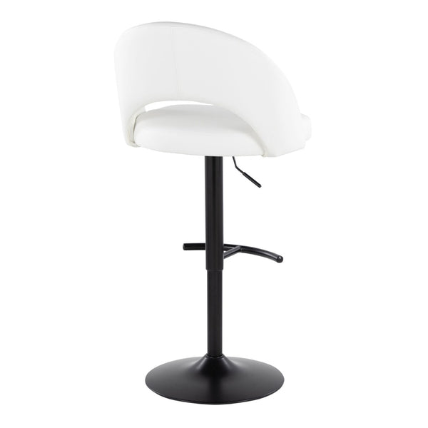 English Elm Adjustable Swivel Barstools Set of 2 Faux Leather Padded Seat Black Metal Base B202S02010