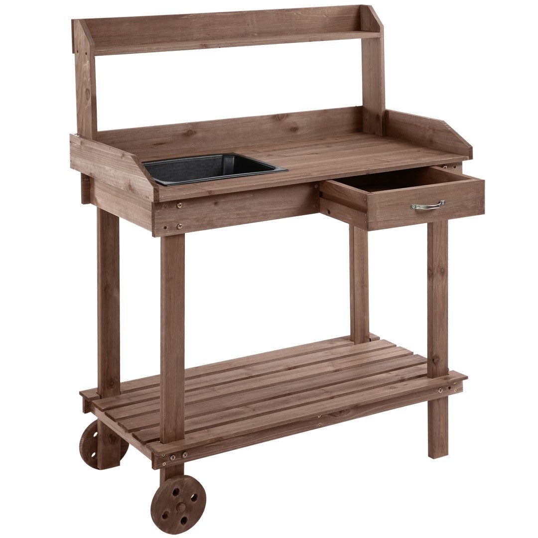 Outsunny 36'' Wooden Potting Bench - Thumbnail 5