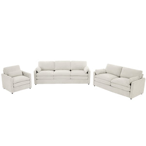 English Elm Cozy Oversized Chenille Sofa Set - Cloud-Like Comfort With Double Cushions & Ergonomic Design, Beige N719S001920A