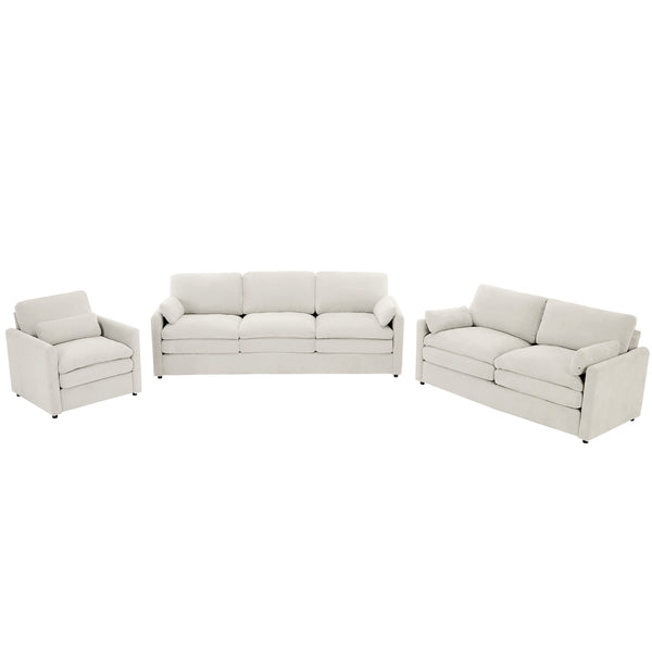 English Elm Cozy Oversized Chenille Sofa Set - Cloud-Like Comfort With Double Cushions & Ergonomic Design, Beige N719S001920A