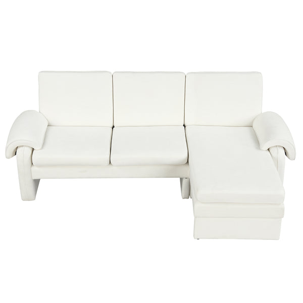 English Elm 94.1" Convertible Futon Sofa Bed L-Shaped Chenille Sleeper with Reversible Chaise, Adjustable Backrest and Pillows Beige N719S001770A