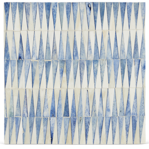 Nadene Blue & White Accent Table - Artisan Bone Design with Brass Base for Coastal Elegance & Style