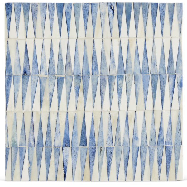 Nadene Blue & White Accent Table - Artisan Bone Design with Brass Base for Coastal Elegance & Style