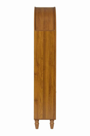 English Elm Vintage Hand-carved Solid Wood Bookcase Tall Arched Open Shelf Cabinet for Living Room W3123P485777