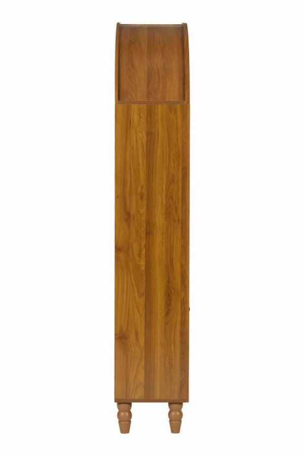 English Elm Vintage Hand-carved Solid Wood Bookcase Tall Arched Open Shelf Cabinet for Living Room W3123P485777
