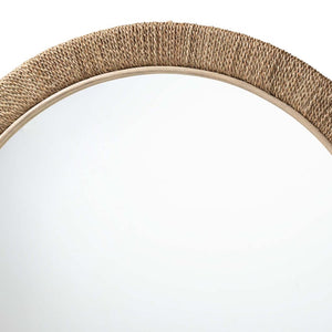 English Elm Round Braided Jute Rope Wall Mirror Natural Fiber Boho Coastal Accent Decor B2750P467770