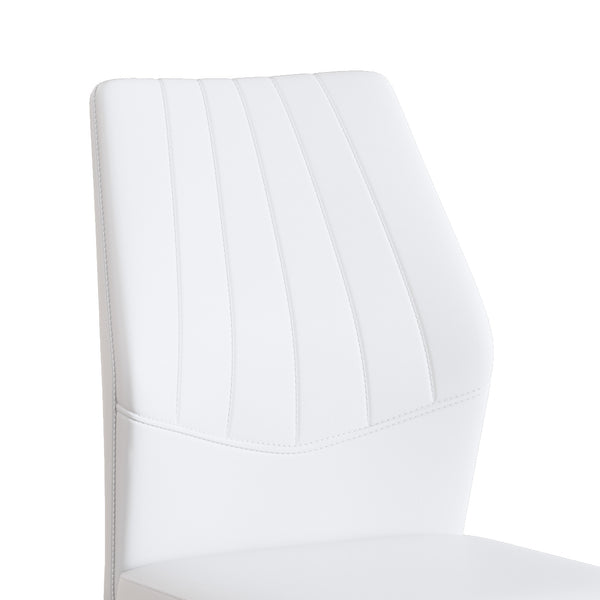 English Elm Set of 6 ergonomic dining chairs with shell-pattern back, 37" height, breathable tech fabric, sturdy metal legs and adjustable anti-slip feet for stable, comfortable seating during meals White+Silver W1151P359610