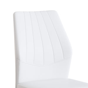 English Elm Set of 4 Brown Shell-Pattern Dining Chairs with Ergonomic Tech Fabric, Sturdy Metal Legs, 37" White+Silver W1151P359609