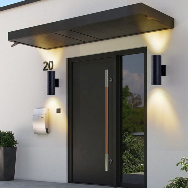 English Elm 12in Matte Black Aluminum Outdoor Wall Sconces up Down Lighting for Porch Patio Set of 4 W2312P416007
