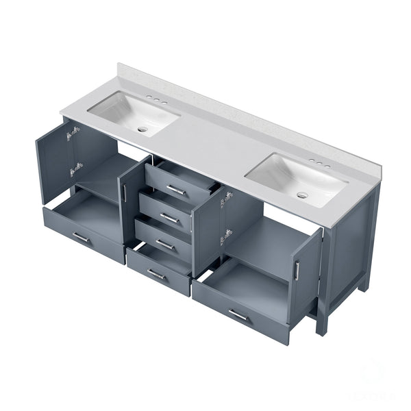 English Elm Dark Grey Double Bath Vanity 80" W X 22" D With Stylish Cultured Marble Top & Ample Storage Solutions B2731P259129