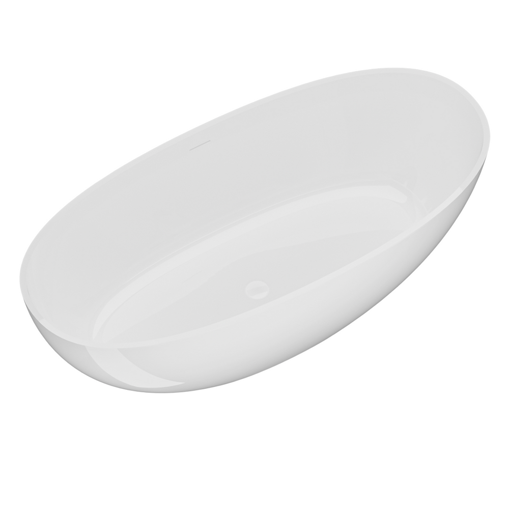 English Elm 65" Freestanding Stone Resin Soaking Tub Glossy White Ergonomic Spa Bath W1573P290722