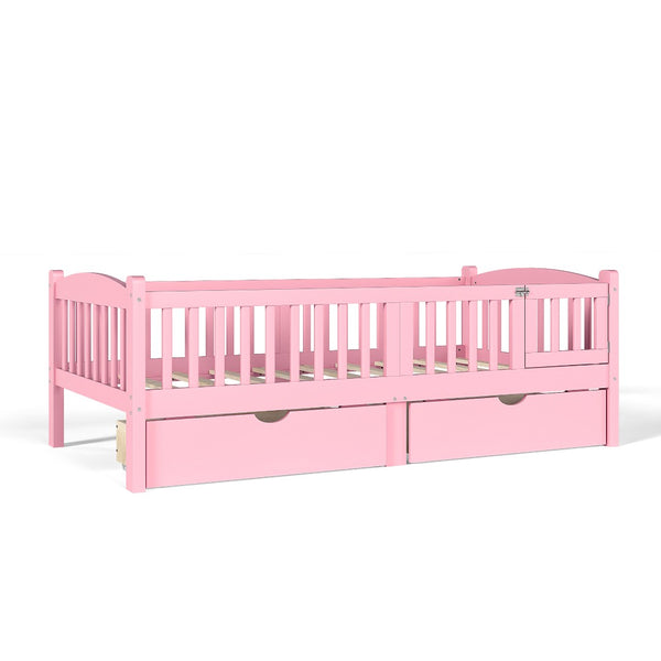 English Elm Metal Twin Over Full Bunk Bed White Steel Frame Space Saving Slat Support for Teens Pink W1580P383109