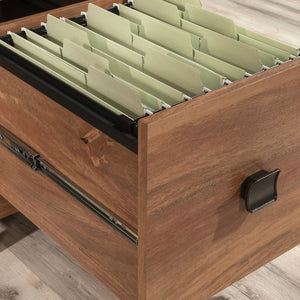 English Elm Computer Desk With Herringbone Top, Brown Finish, Smart Storage & Cable Management For Home Office B356P402724